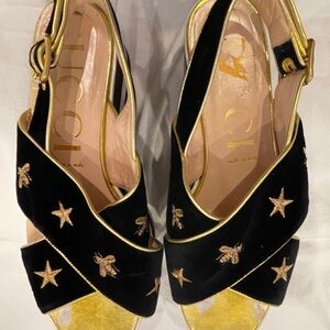 Black and Gold Women's Sandals